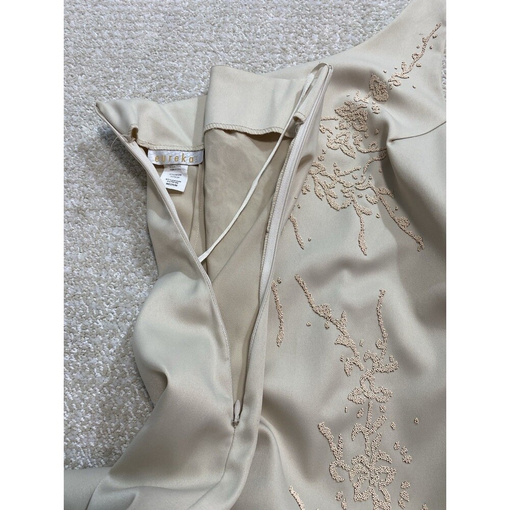 Eureka One Shoulder Beige Embroidered Gown Medium Size M - Picture 11 of 16
